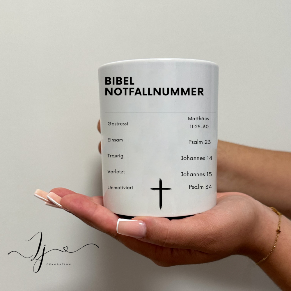 Bibel Notfallnummer Tasse