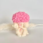 Bärchen mit Rosenstrauß Kerze