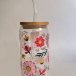 Glasbecher Blumen Design