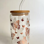 Glasbecher Schmetterling Gold