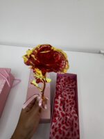 vergoldete Kunstrose Rosa – Bild 2