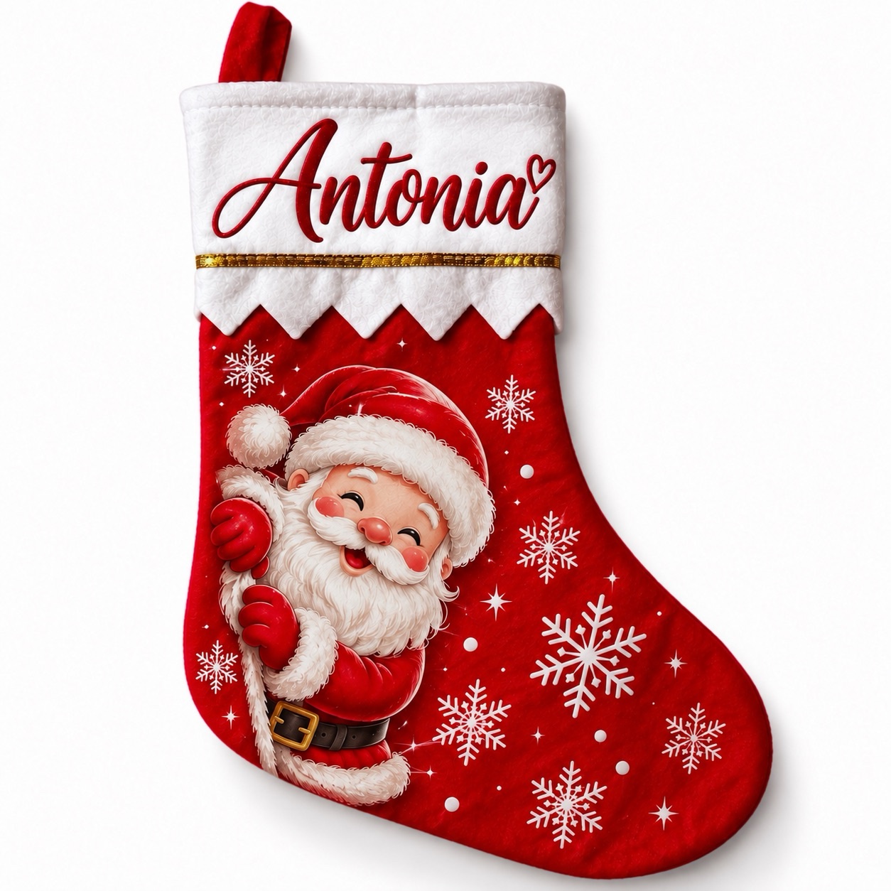 5215710e-62ca-4acb-8243-4687cf282e15-2 🎅 Personalisierter Nikolausstrumpf mit Namen – Weihnachtsstrumpf mit Weihnachtsmann & Schneeflocken 🎄 – Bild 1