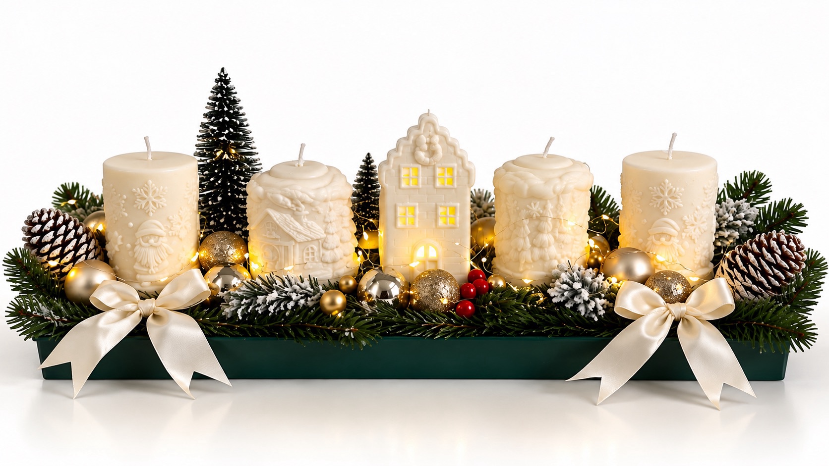 5926a9cd-cfd8-4c0f-a4ef-6ae0bfa58613 Weihnachtsgesteck mit Kerzen – Elegante Weihnachtsdekoration 🎄✨ – Bild 1